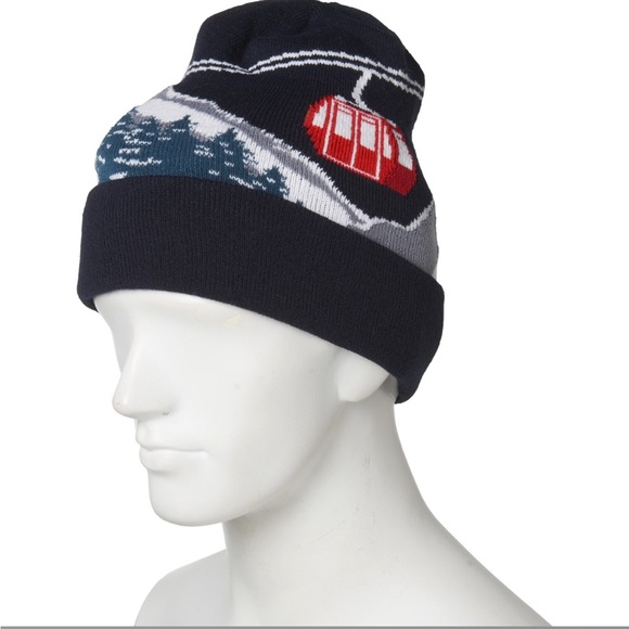 Gondola Beanie Unisex Navy with Red - Picture 3 of 3